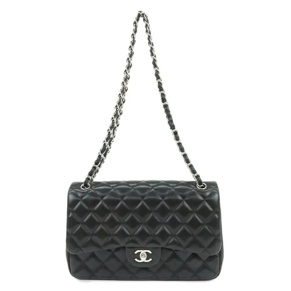 Chanel Lambskin Leather Classic Double Flap Bag 30 Black
